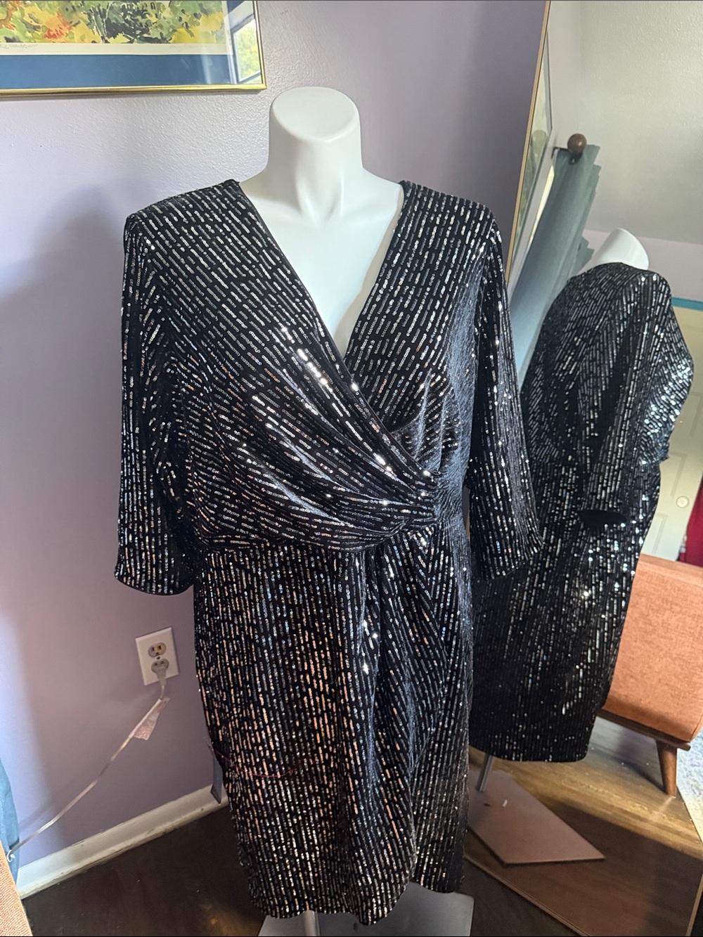 Lane Bryant Black Sequin Midi Dress